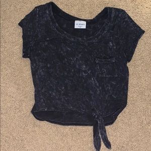 Black Acid Wash Tie Top